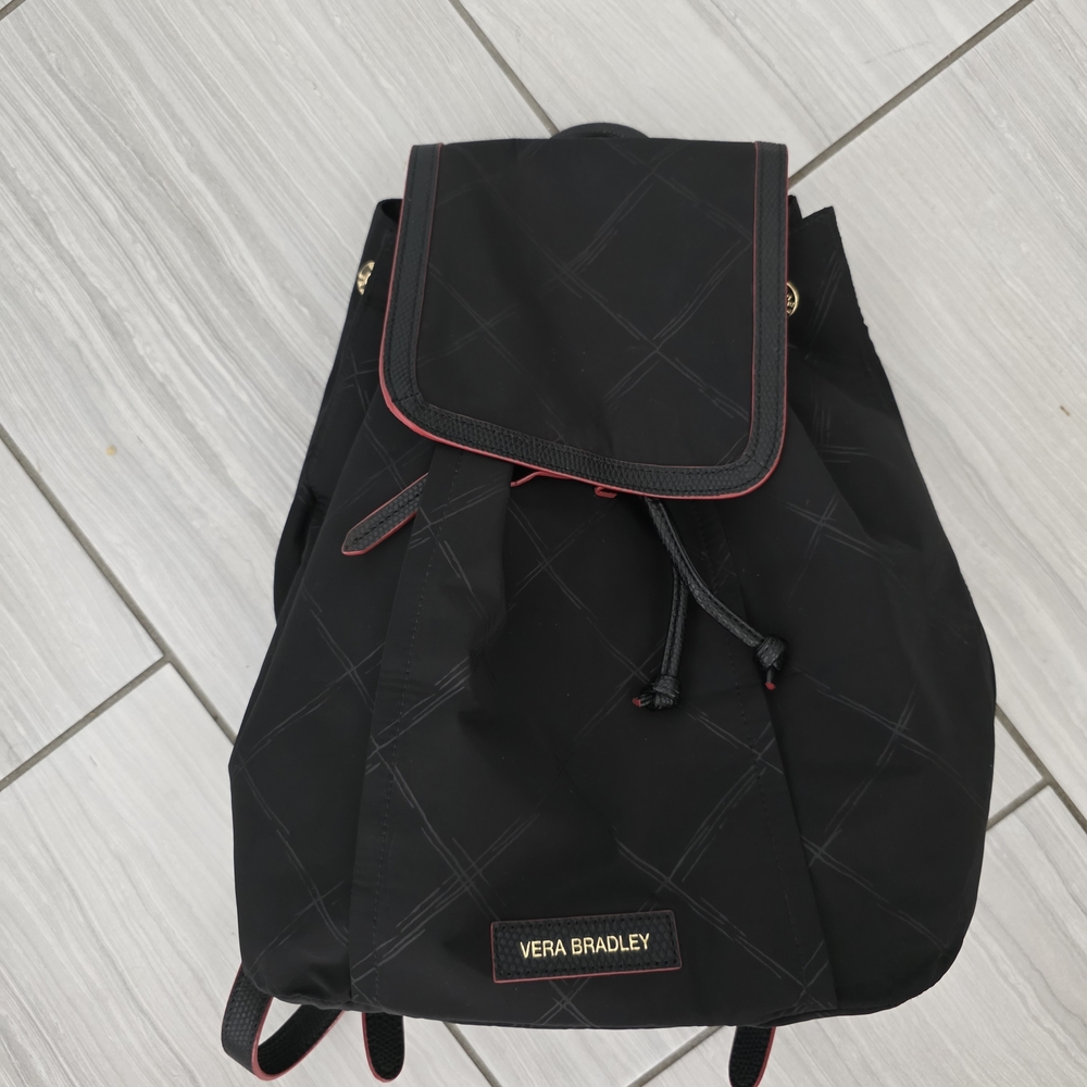 Vera Bradley Black Backpack with Pink Trim